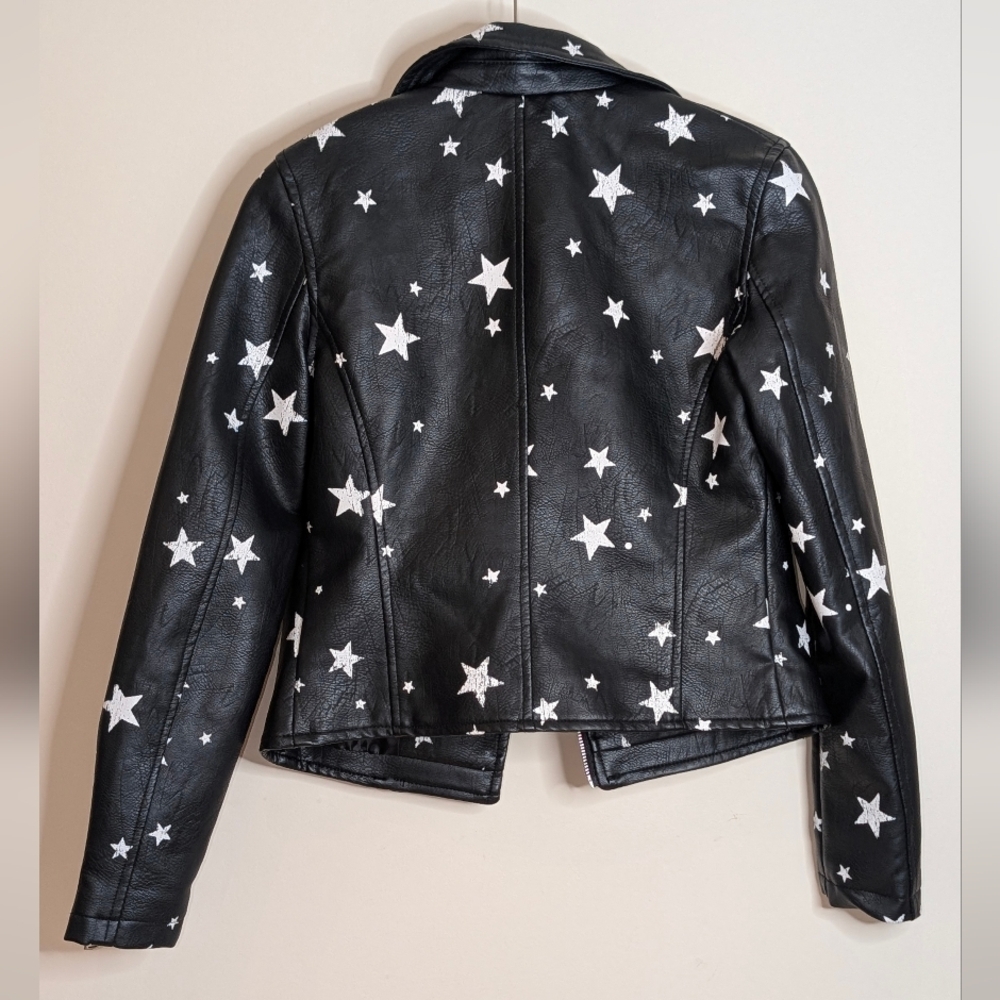 Aqua Faux black leather jacket with stars Sz XS - Picture 4 of 8